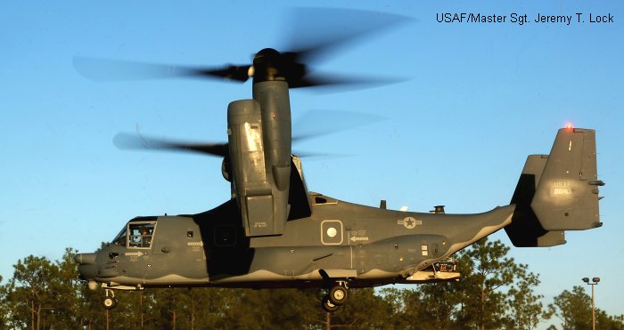 Helicopter Bell CV-22B Osprey Serial D1021 Register 08-0040 used by US Air Force USAF. Built 2010. Aircraft history and location