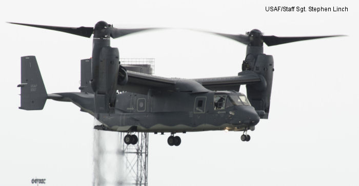 Detailed history and photos of helicopter Bell CV-22B Osprey Serial D1036 Register 11-0057 used by US Air Force USAF Track service timeline and current status.