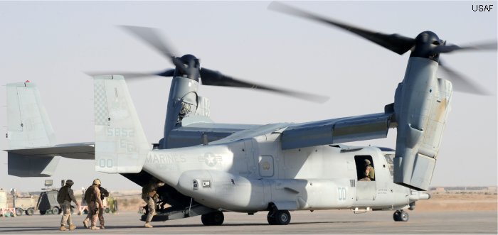 Helicopter Bell MV-22B Osprey Serial D0038 Register 165852 used by US Marine Corps USMC. Aircraft history and location