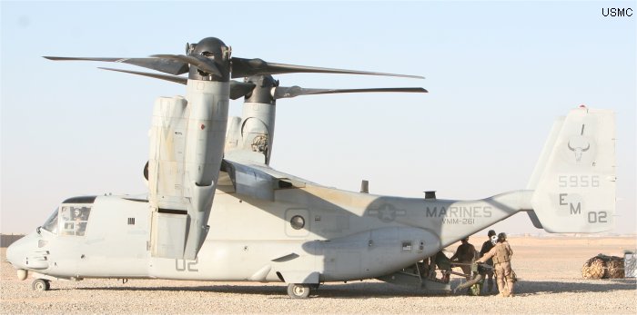 Helicopter Bell MV-22B Osprey Serial D0040 Register 165956 used by US Marine Corps USMC. Aircraft history and location