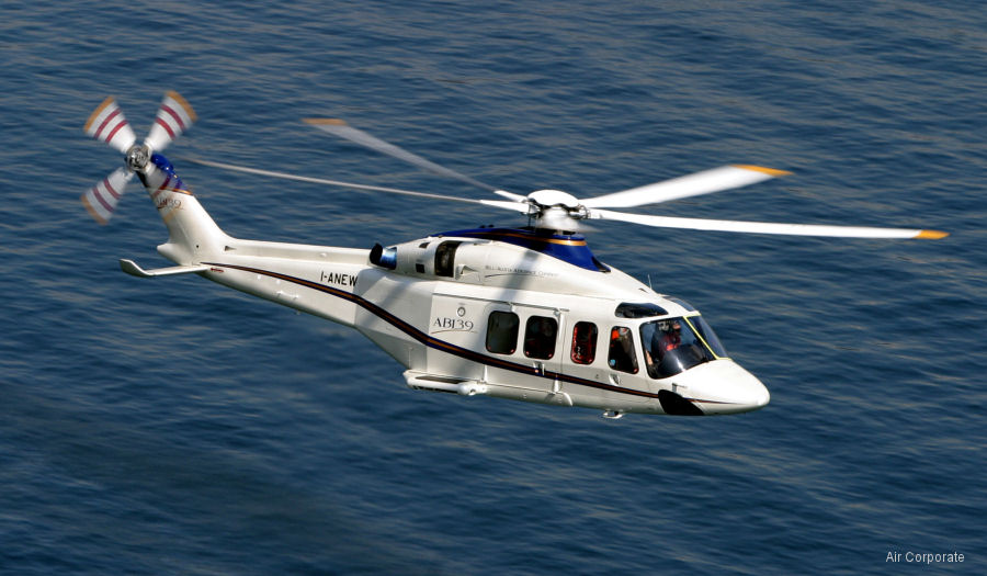 Helicopter Agusta AB139 Serial 31004 Register I-ANEW used by Air Corporate ,Agusta Spa. Aircraft history and location