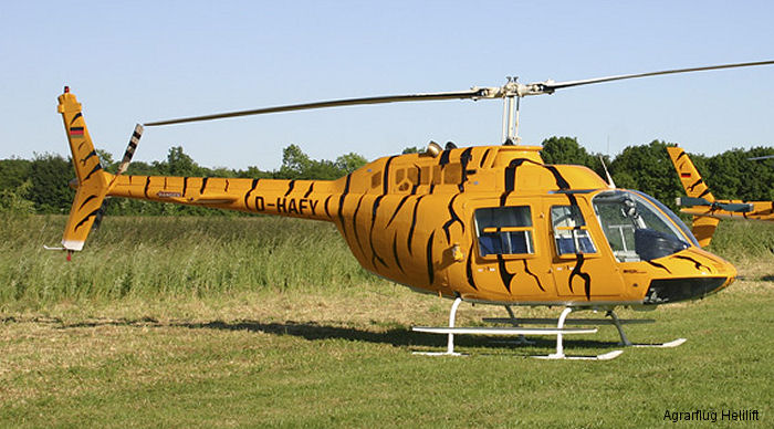 Helicopter Agusta AB206B-3 Serial 8654 Register D-HAFY used by Agrarflug Helilift GmbH. Aircraft history and location