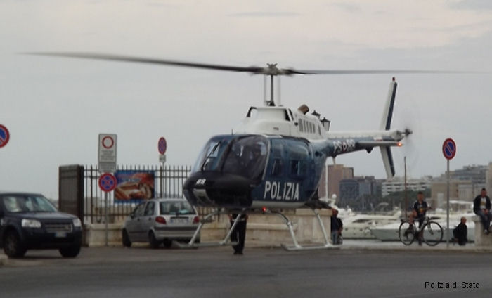 Helicopter Agusta AB206B-3 Serial 8723 Register PS-83 used by Polizia di Stato (Italian Police). Aircraft history and location