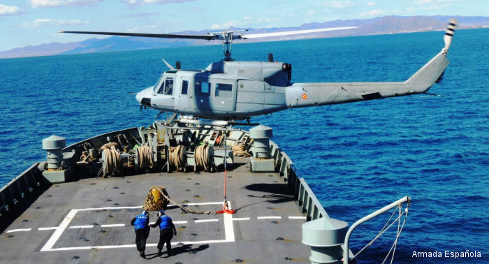 Detailed history and photos of helicopter Agusta AB212 ASW Serial 5528 Register HA.18-4 used by Arma Aerea de la Armada Española Marina (Spanish Navy) Track service timeline and current status.