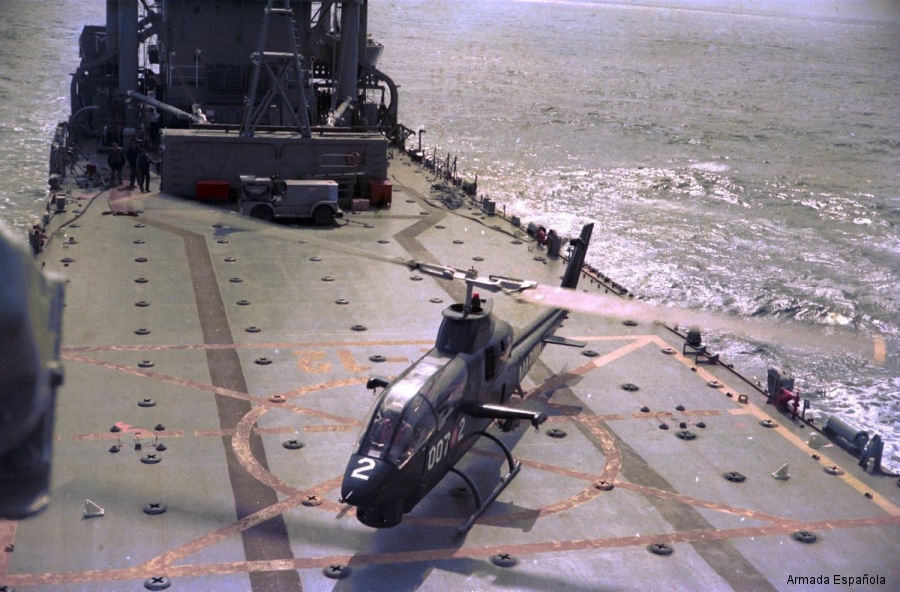 Detailed history and photos of helicopter Bell AH-1G Cobra Serial 21051 Register Z.14-2 used by Arma Aerea de la Armada Española Marina (Spanish Navy) Track service timeline and current status.