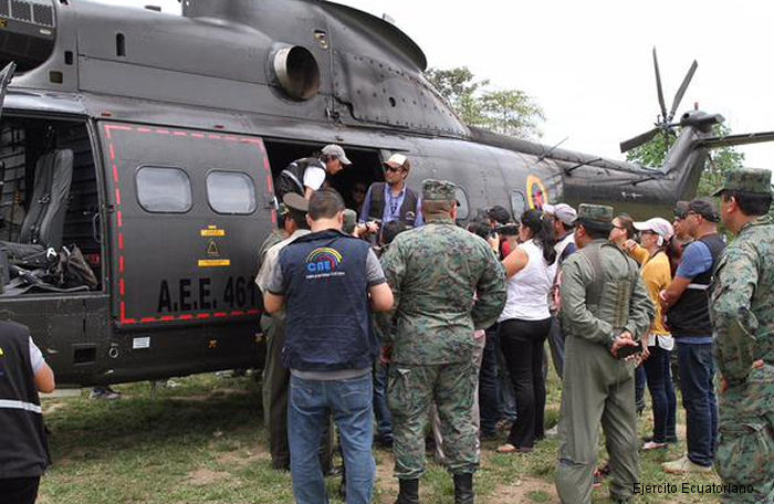 Helicopter Aerospatiale AS332B Super Puma Serial 2010 Register E-461 used by Ejercito Ecuatoriano (Ecuadorian Army). Aircraft history and location
