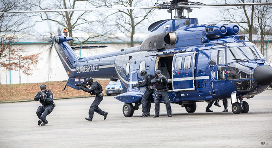 Helicopter Eurocopter AS332L1 Super Puma Serial 2700 Register D-HEGY used by Bundespolizei (German Federal Police (BPOL)). Built 2008. Aircraft history and location