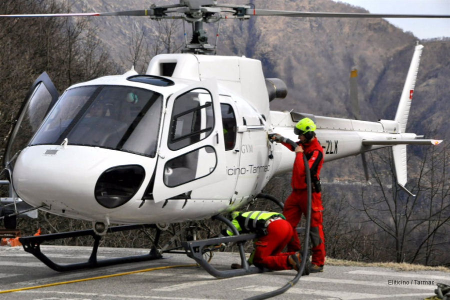 Detailed history and photos of helicopter Eurocopter AS350B3 Ecureuil Serial 7115 Register HB-ZLK used by Eliticino / Tarmac Track service timeline and current status.
