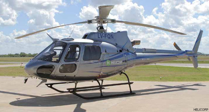 Helicopter Eurocopter AS350B3e Ecureuil Serial 7713 Register LV-FQN. Built 2013. Aircraft history and location