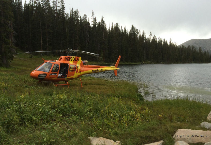 Helicopter Eurocopter AS350B3e Ecureuil Serial 7595 Register N390LG N352AE used by FFLC (Flight For Life Colorado) ,Air Methods ,American Eurocopter (Eurocopter USA). Built 2013. Aircraft history and location