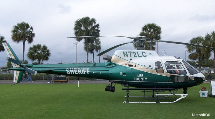 Helicopter Eurocopter AS350BA Ecureuil Serial 2628 Register N72LC N1889A used by LCSO (Lee County Sheriff Office). Built 1992. Aircraft history and location