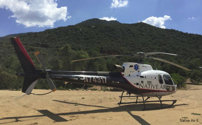Detailed history and photos of helicopter Eurocopter AS350B3 Ecureuil Serial 4317 Register N74317 used by Native Air ,Air Methods ,CFS Air ,Omniflight ,American Eurocopter (Eurocopter USA) Track service timeline and current status.