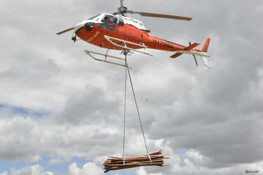 Detailed history and photos of helicopter Aerospatiale AS350B Ecureuil Serial 1802 Register N775MA HB-XJW OE-KXB D-HHFF used by Mercy Air ,Heli Gotthard AG ,Heliswiss International AG HSI Track service timeline and current status.