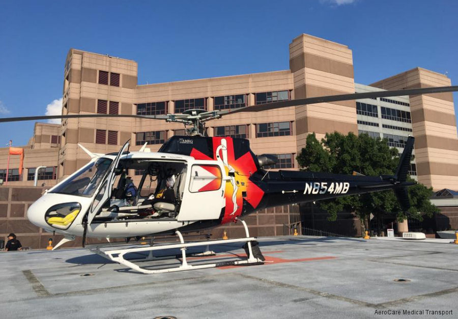 Detailed history and photos of helicopter Eurocopter AS350B3e Ecureuil Serial 7474 Register N854MB used by REACH Air Medical ,Gallup MedFlight ,AeroCare Medical Transport ,Hawaii Life Flight ,Guardian Flight AMRG ,American Eurocopter (Eurocopter USA) Track service timeline and current status.