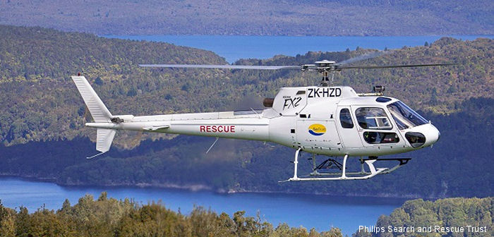 Helicopter Aerospatiale AS350D Astar Serial 1265 Register ZK-HZD ZK-HBV N3608R used by New Zealand Rescue Helicopters PSRT (Philips Search and Rescue Trust) ,Papillon Grand Canyon. Aircraft history and location