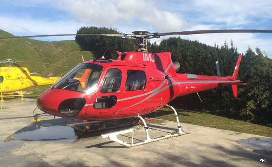 Detailed history and photos of helicopter Aerospatiale AS350B1 Ecureuil Serial 2115 Register ZK-IMJ VH-VRW HB-XSU used by Precision Helicopters Ltd PHL ,Air Zermatt AG Track service timeline and current status.
