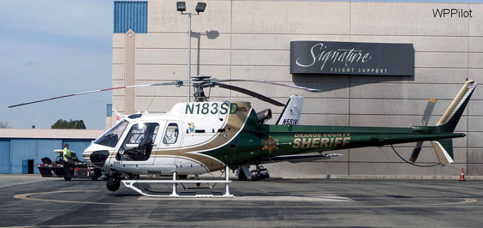 Helicopter Eurocopter AS350B2 Ecureuil Serial 3859 Register ZK-HLB N188SD N183SD used by OCSD (Orange County Sheriff Department). Built 2004. Aircraft history and location