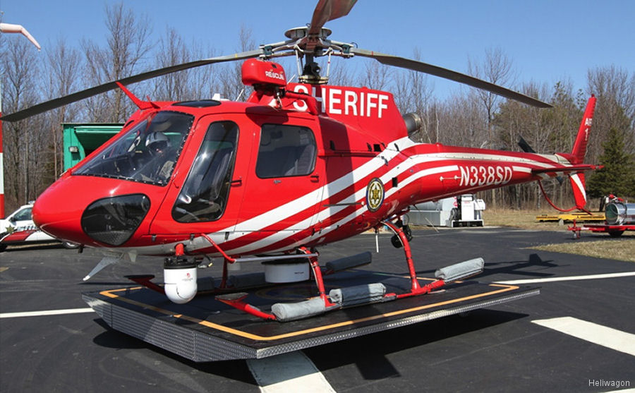 Helicopter Eurocopter AS350B2 Ecureuil Serial 3480 Register N338SD used by ECSO (Erie County Sheriff's Office). Built 2001. Aircraft history and location