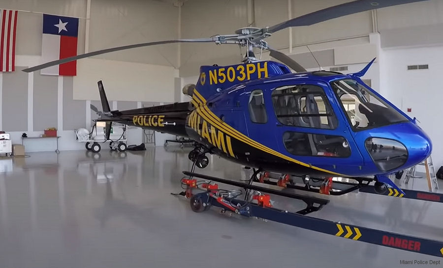 Helicopter Airbus AS350B2 Ecureuil Serial 8089 Register N503PH N238AH used by MPD (Miami Police Department) ,Airbus Helicopters Inc (Airbus Helicopters USA). Built 2015. Aircraft history and location