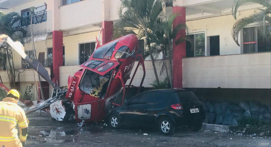 Detailed history and photos of helicopter Eurocopter HB350B2 Esquilo Serial 4254 Register PR-MJX used by Policia Militar do Brasil (Brazilian Military Police) ,Helibras Track service timeline and current status.