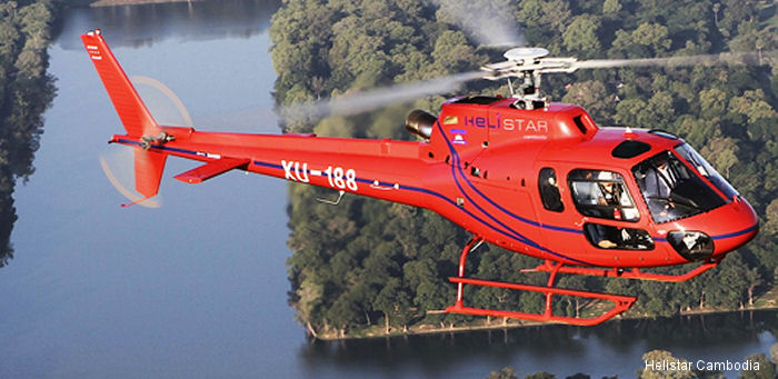 Detailed history and photos of helicopter Eurocopter AS350B2 Ecureuil Serial 4625 Register HB-ZPF XU-188 EI-EDK SE-HJY used by Helistar Cambodia Track service timeline and current status.