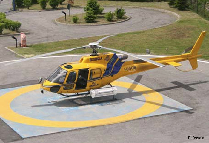 Detailed history and photos of helicopter Eurocopter AS350B3 Ecureuil Serial 4615 Register I-UGOB used by EliOssola Track service timeline and current status.