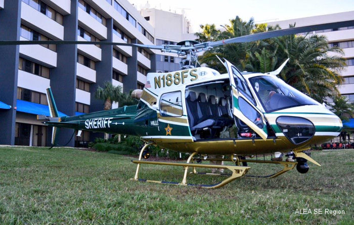 Helicopter Airbus AS350B2 Ecureuil Serial 7863 Register N188FS used by HCSO (Hillsborough County Sheriff Office) ,Airbus Helicopters Inc (Airbus Helicopters USA). Built 2014. Aircraft history and location