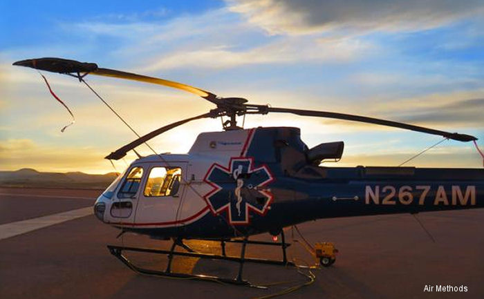 Helicopter Eurocopter AS350B3 Ecureuil Serial 7215 Register N267AM N257LF used by AirLife Utah ,Native Air ,Air Methods ,American Eurocopter (Eurocopter USA). Built 2011. Aircraft history and location