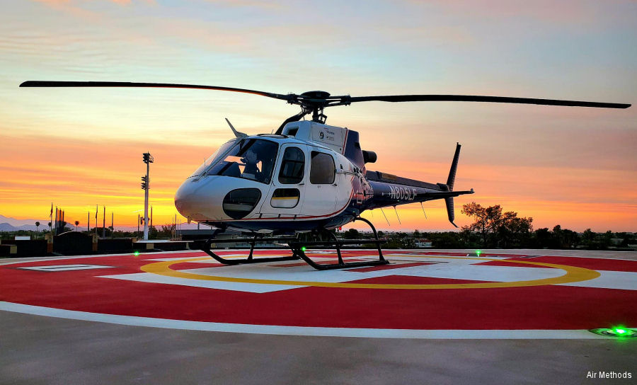 Helicopter Eurocopter AS350B3 Ecureuil Serial 4559 Register N805LF used by Native Air ,Air Methods ,Life Flight Network LFN ,American Eurocopter (Eurocopter USA). Built 2009. Aircraft history and location
