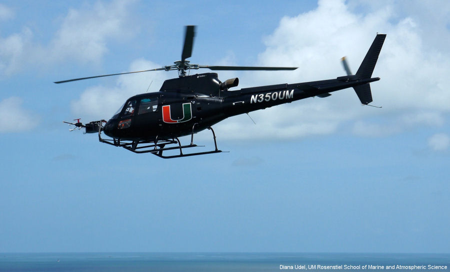 Detailed history and photos of helicopter Eurocopter AS350B3e Ecureuil Serial 7439 Register N350UM N564AE N6977A used by UM (University of Miami) ,Metro Aviation ,American Eurocopter (Eurocopter USA) Track service timeline and current status.