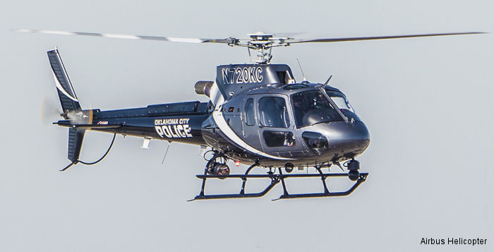 Helicopter Airbus H125 Serial 7803 Register N720KC N771AE used by OCPD (Oklahoma City Police Department) ,Airbus Helicopters Inc (Airbus Helicopters USA). Built 2014. Aircraft history and location