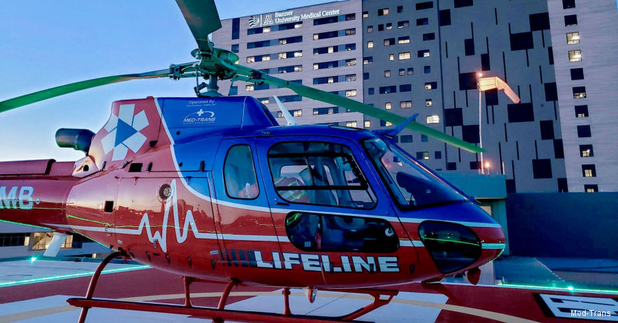 Detailed history and photos of helicopter Eurocopter AS350B3e Ecureuil Serial 7771 Register N862MB used by Arizona LifeLine ,Med Trans Corp ,Guardian Flight AMRG ,American Eurocopter (Eurocopter USA) Track service timeline and current status.