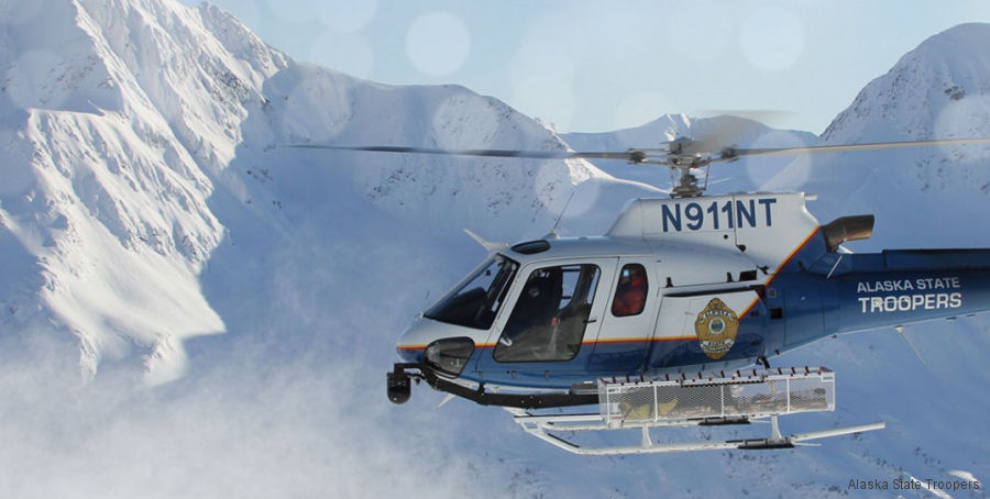 Detailed history and photos of helicopter Eurocopter AS350B3e Ecureuil Serial 7665 Register N911NT used by Alaska Department of Public Safety (Alaska DPS) ,American Eurocopter (Eurocopter USA) Track service timeline and current status.