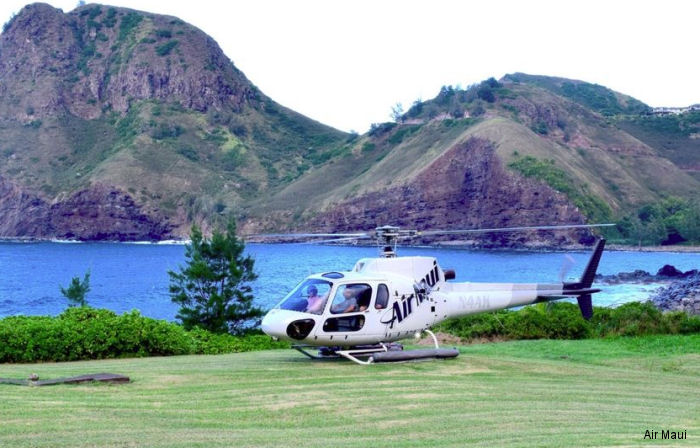 Helicopter Aerospatiale AS350BA Ecureuil Serial 2544 Register N4AK used by Air Maui. Built 1991. Aircraft history and location