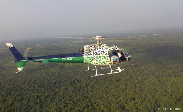 Detailed history and photos of helicopter Eurocopter AS350BA Ecureuil Serial 9001 Register ZS-RJV used by Odengene Air Shuttle Services OAS OAS Helicopters Track service timeline and current status.