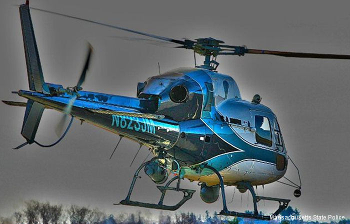 Helicopter Eurocopter AS355N Ecureuil 2 Serial 5661 Register C-FWCK N823JN N823JM used by EuroTec VFS ,MSP (Massachusetts State Police). Built 1998. Aircraft history and location