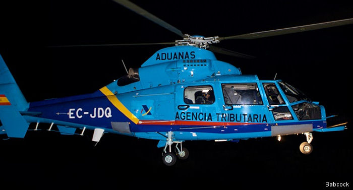 Helicopter Eurocopter AS365N3 Dauphin 2 Serial 6679 Register EC-JDQ EC-IZQ used by Servicio de Vigilancia Aduanera Aduanas (Spanish Customs) ,INAER. Built 2004. Aircraft history and location