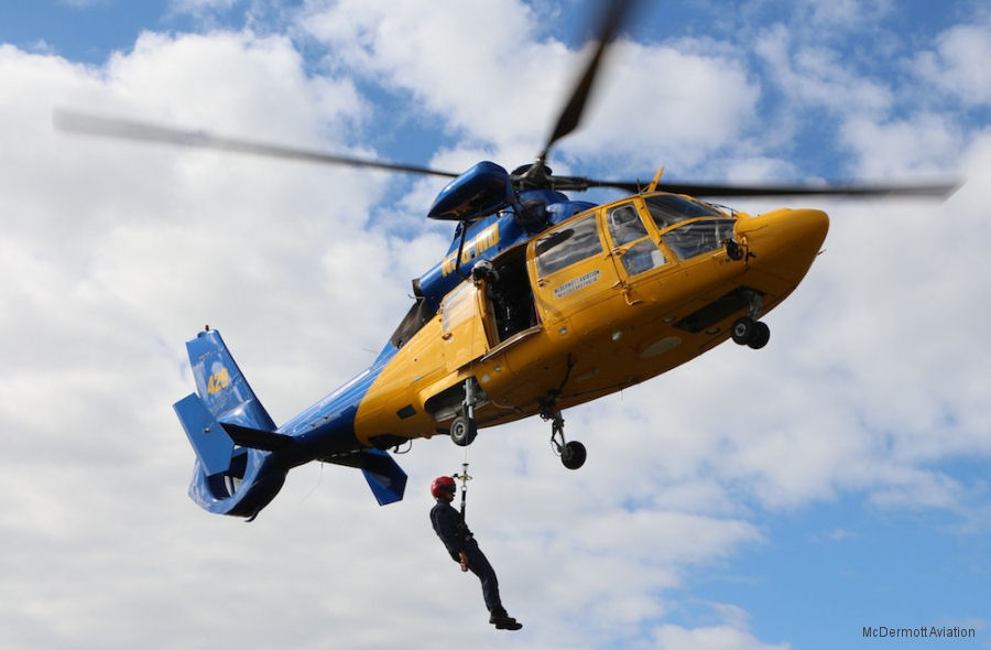 Detailed history and photos of helicopter Aerospatiale SA365N1 Dauphin 2 Serial 6335 Register N38MD used by McDermott Aviation ,MSP (Maryland State Police) Track service timeline and current status.