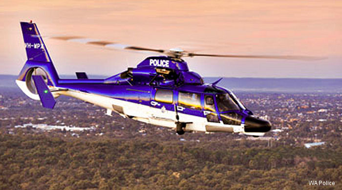 Helicopter Eurocopter AS365N3+ Dauphin 2 Serial 6936 Register VH-WPX used by Australia Police. Built 2011. Aircraft history and location