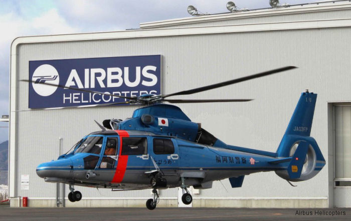 Helicopter Airbus AS365N3+ Dauphin 2 Serial 7012 Register JA03FP used by Keisatsu-chō JNPA (National Police Agency) ,Airbus Helicopters Japan AHJ. Built 2016. Aircraft history and location