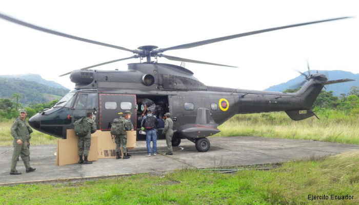 Helicopter Aerospatiale AS332B Super Puma Serial 2010 Register E-461 used by Ejercito Ecuatoriano (Ecuadorian Army). Aircraft history and location