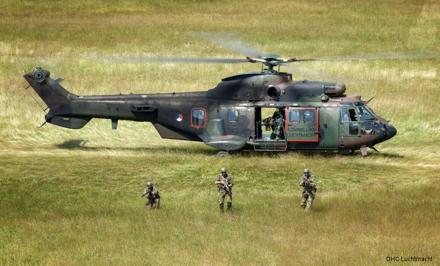 Detailed history and photos of helicopter Eurocopter AS532U2 Cougar Serial 2444 Register S-444 F-ZKBO used by Koninklijke Luchtmacht RNLAF (Royal Netherlands Air Force) ,Eurocopter France Track service timeline and current status.