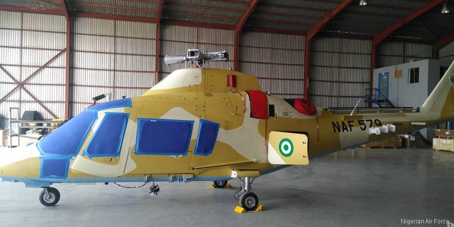 Helicopter AgustaWestland A109LUH Serial 11847 Register NAF-579 used by Nigerian Air Force. Aircraft history and location