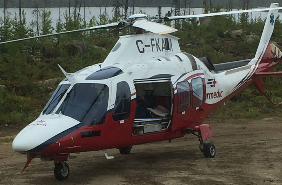 Detailed history and photos of helicopter AgustaWestland AW109SP GrandNew Serial 22297 Register JA09KG N520SM C-FKAM used by Bank Of Utah ,Canadian Ambulance Services Airmedic ,AgustaWestland Philadelphia (Leonardo USA) Track service timeline and current status.