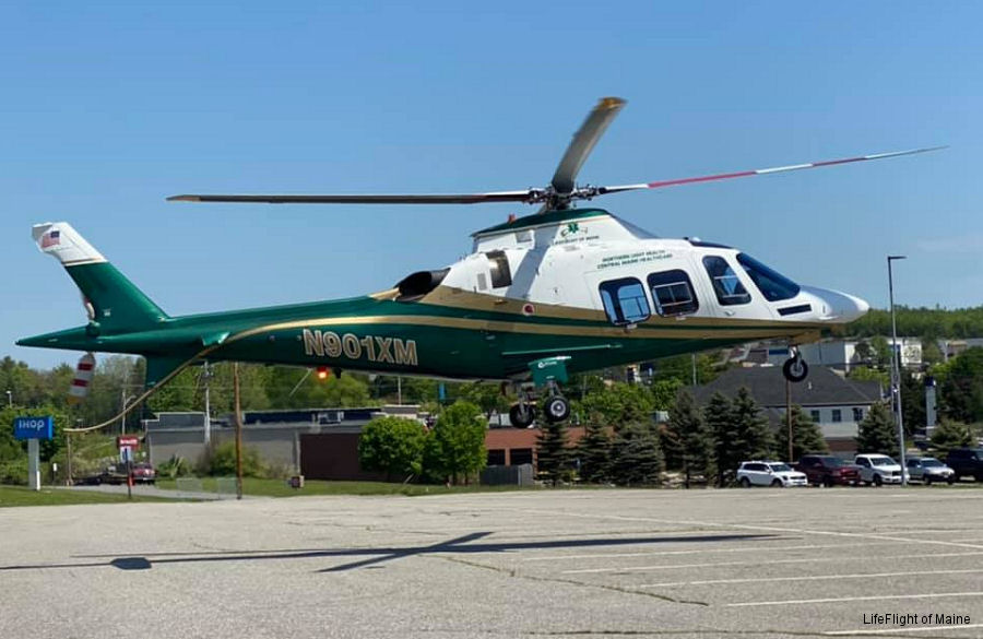 Helicopter AgustaWestland AW109SP GrandNew Serial 22422 Register N901XM N890PA used by LifeFlight of Maine ,AgustaWestland Philadelphia (AgustaWestland USA). Built 2020. Aircraft history and location