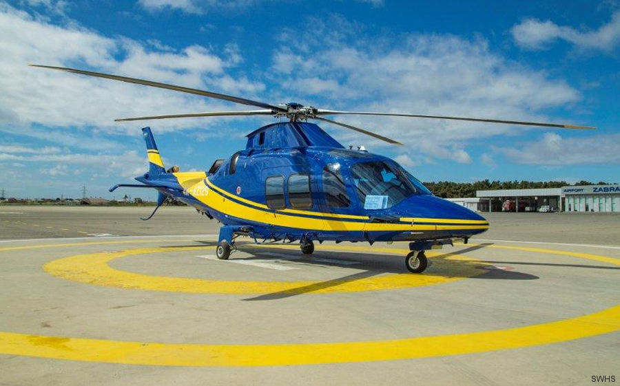 Helicopter AgustaWestland AW109SP GrandNew Serial 22387 Register 4K-AZ129 used by Azerbaijan Airlines AZAL. Built 2018. Aircraft history and location