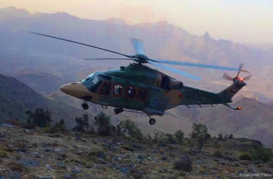 Detailed history and photos of helicopter AgustaWestland AW139 Serial 31443 Register A4O-CL used by Royal Oman Police Track service timeline and current status.