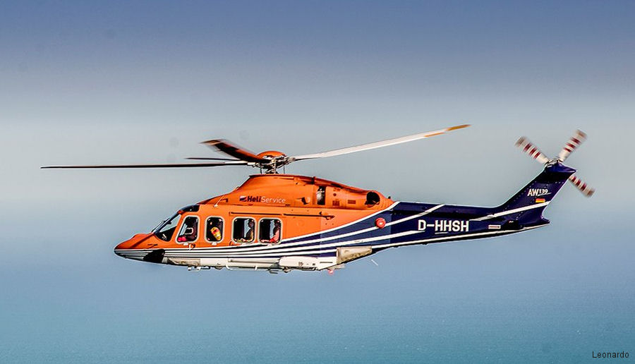 Helicopter AgustaWestland AW139 Serial 31587 Register D-HHSH used by HeliService International GmbH. Built 2014. Aircraft history and location