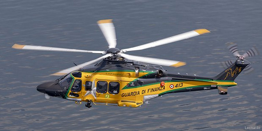 Helicopter AgustaWestland AW139 Serial 31868 Register MM81961 used by Guardia di Finanza (Italian Customs Police). Built 2019. Aircraft history and location