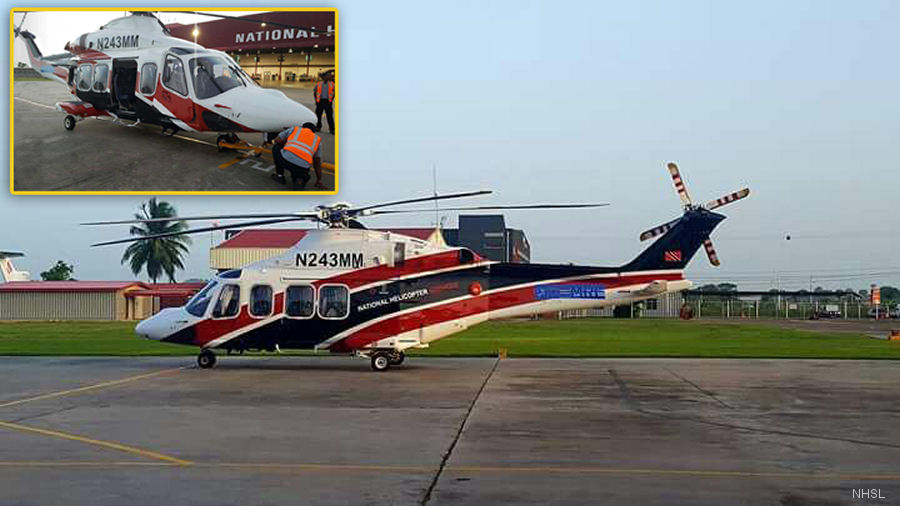 Detailed history and photos of helicopter AgustaWestland AW139 Serial 41391 Register 9Y-MRL N243MM used by NHSL (National Helicopter Services Ltd of Trinidad and Tobago) ,AgustaWestland Philadelphia (Leonardo USA) Track service timeline and current status.